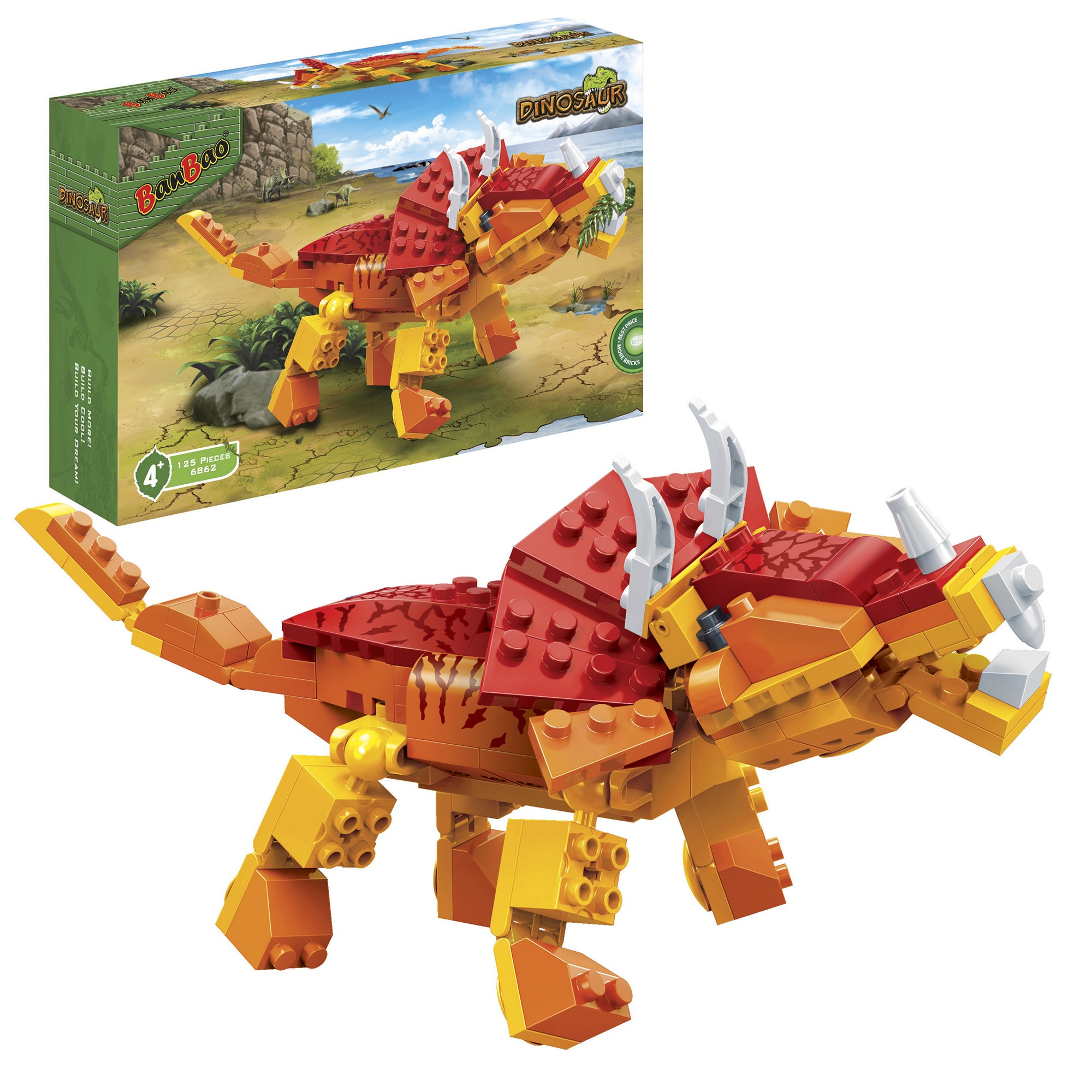 Kinder Geschenk Konstruktions Spielzeug Bausteine Baukästen Triceratops Dinosaurier Banbao 6862