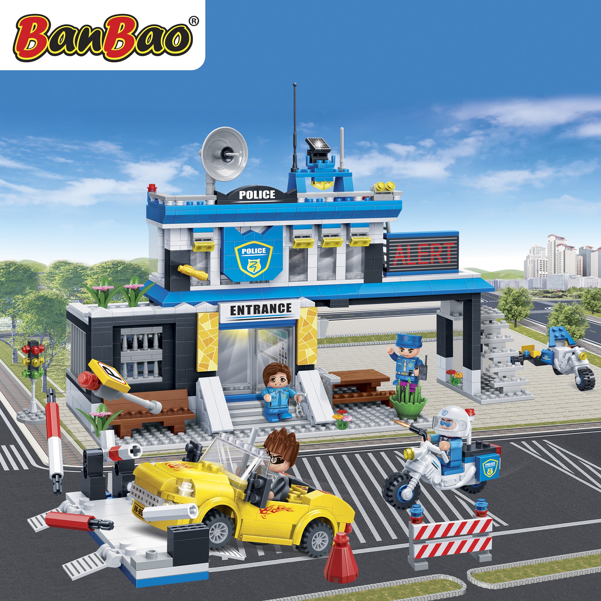 Kinder Geschenk Konstruktions Spielzeug Bausteine Baukästen Rennwagen Politie Banbao 7001 Blast