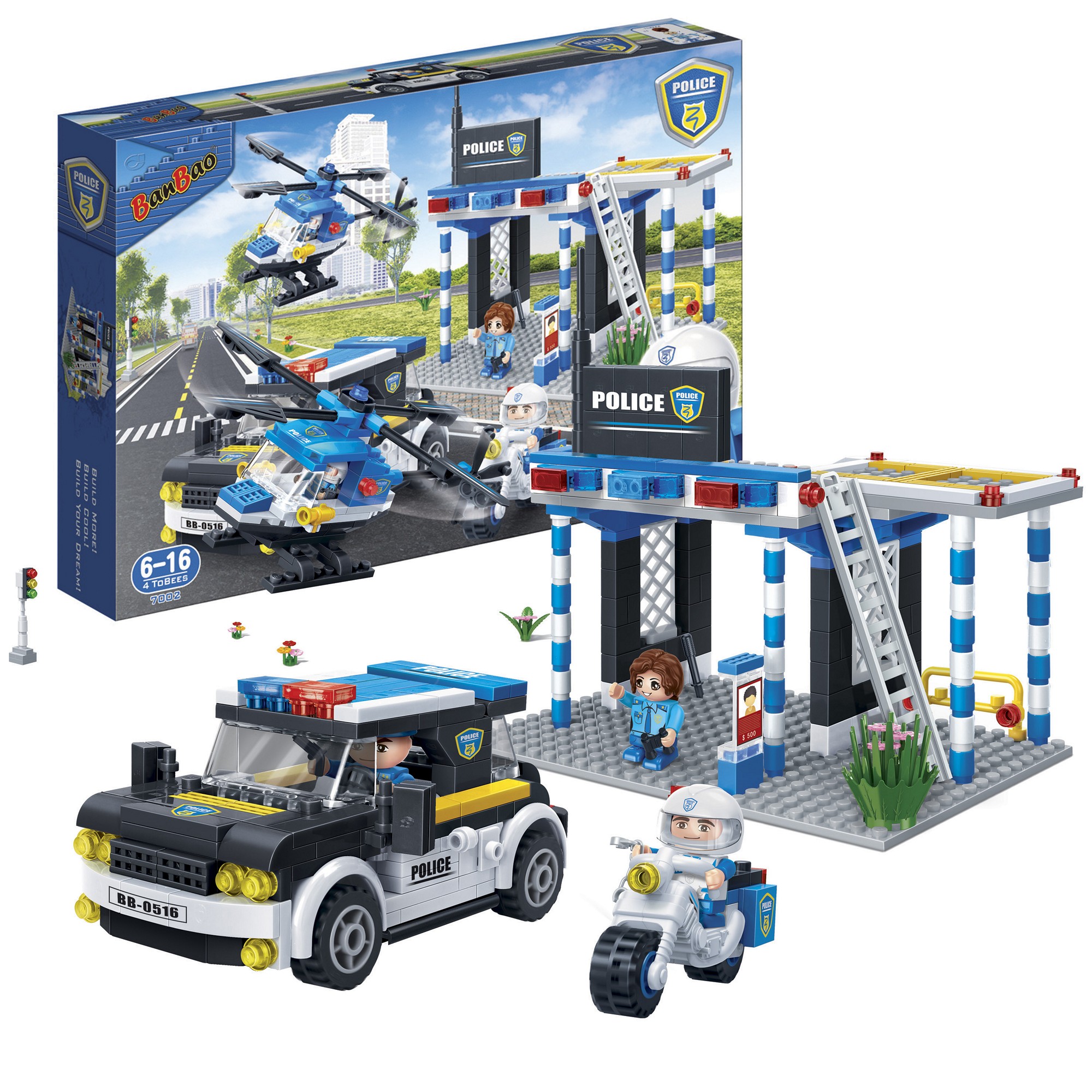 Kinder Geschenk Konstruktions Spielzeug Bausteine Baukästen Rennwagen Politie Banbao 7002 Blast
