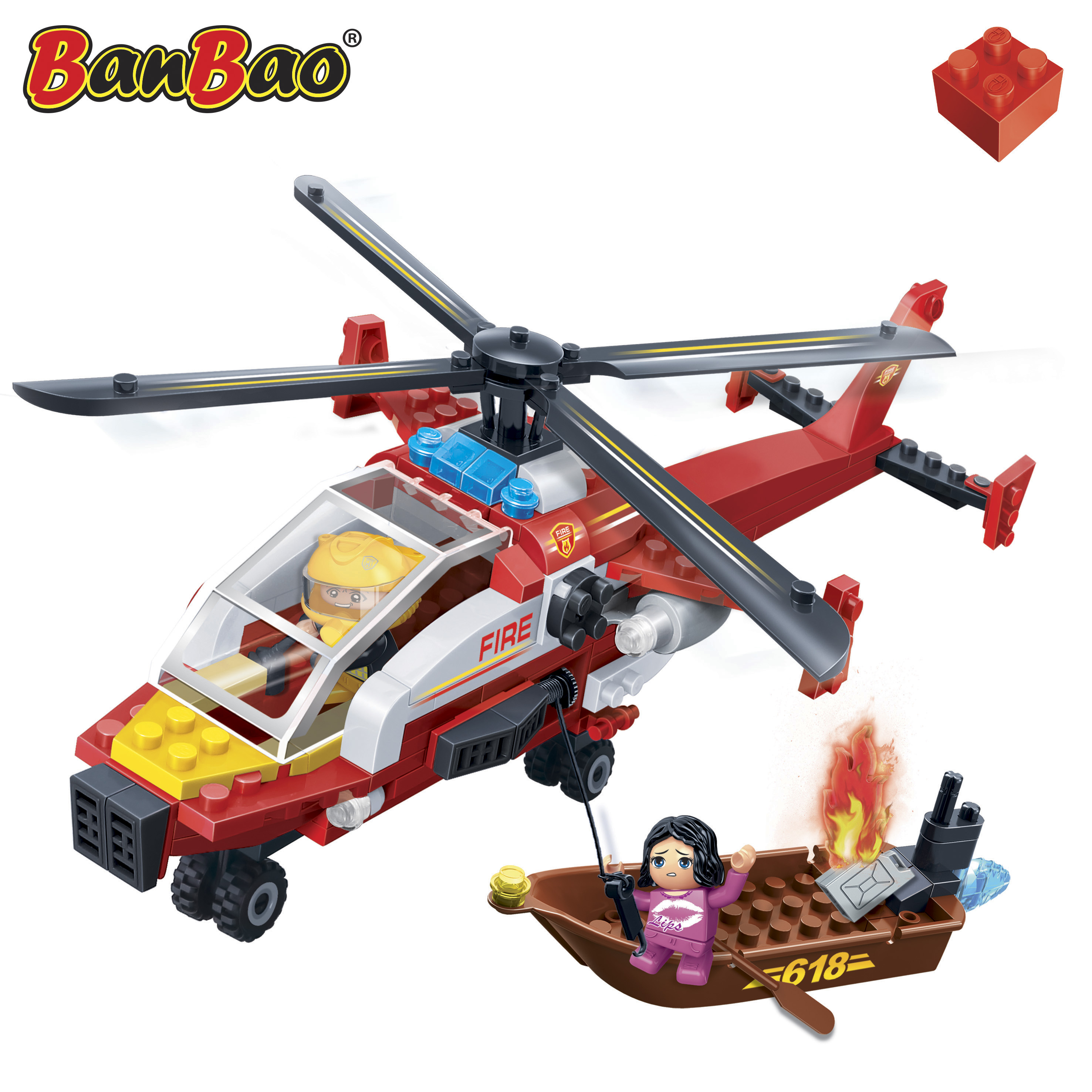 Kinder Geschenk Konstruktion Spielzeug Bausteine Baukästen Feuerwehr Hubschrauber 7107