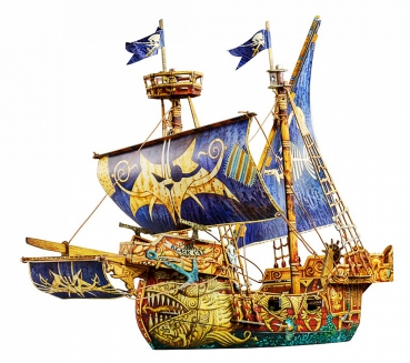 3D Puzzle KARTONMODELLBAU Papier Modell Geschenk Idee Spielzeug Piratenschiff