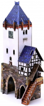 3d Puzzle KARTONMODELLBAU Papiermodell Geschenk Idee Spielzeug 201 Guard Tower mittelalterliche Stadt Wartturm
