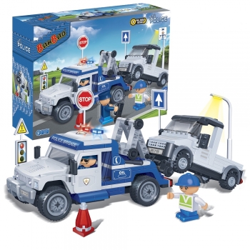 Kinder Geschenk Konstruktion Spielzeug Bausteine Baukästen Polizei Abschleppfahrzeug