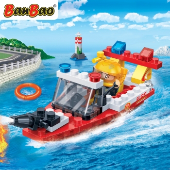 Bausteine Baukästen Feuer Rettungsboot Boot Banbao 7019