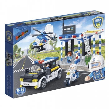 Polizei Garage Kinder Geschenk Konstruktion Spielzeug Bausteine Baukästen 7002