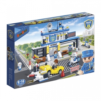 Polizei Station Kinder Geschenk Konstruktion Spielzeug Bausteine Baukästen 7001