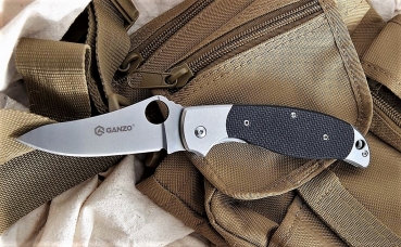 Klapp Taschen Einhand Outdoor Freizeit Angeln Zelten Messer GANZO G7372 Schwarz