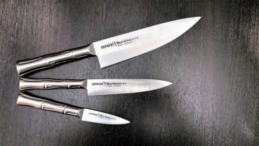 Küchenmesser Set SAMURA BAMBOO 3er-Set Japanisches Profi Messer AUS-8 Vollmetall