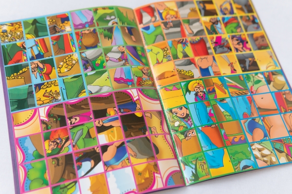 Malbuch mit Puzzle-Aufklebern - Ali Baba und viervig Räuber Sprache: Ukrainisch Größe: 210 x 297 mm