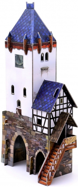 3d Puzzle KARTONMODELLBAU Papiermodell Geschenk Idee Spielzeug 201 Guard Tower mittelalterliche Stadt Wartturm