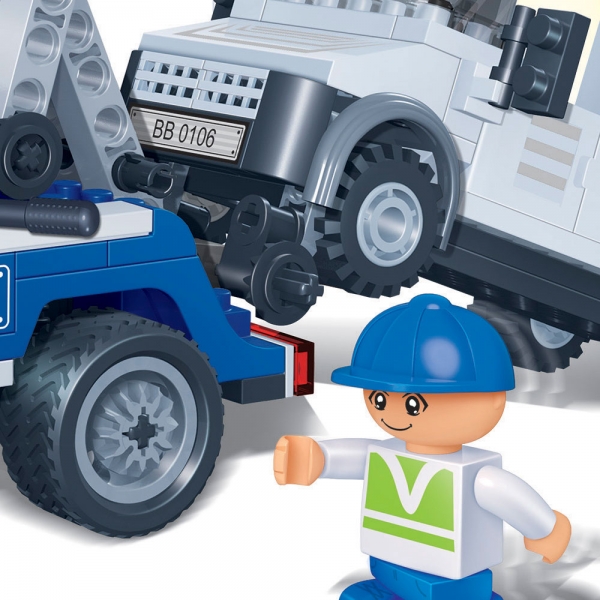 Kinder Geschenk Konstruktion Spielzeug Bausteine Baukästen Polizei Abschleppfahrzeug