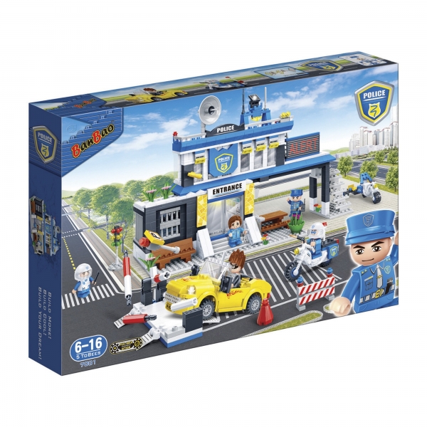Polizei Station Kinder Geschenk Konstruktion Spielzeug Bausteine Baukästen 7001