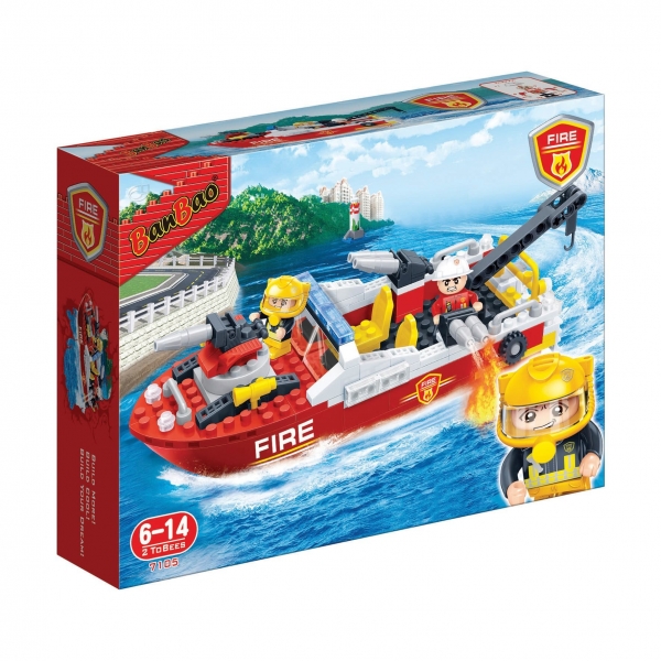Feuerwehr Schiff Kinder Geschenk Konstruktion Spielzeug Bausteine Bausatz 7105