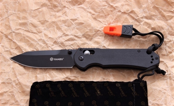 Klapp Taschen Einhand Outdoor Freizeit Angeln Zelten Messer GANZO G7453-WS Schw